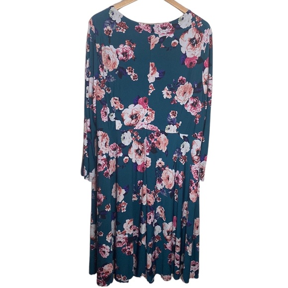 Eliza J matte jersey stretch knit floral print midi dress size 24W - Picture 2 of 13